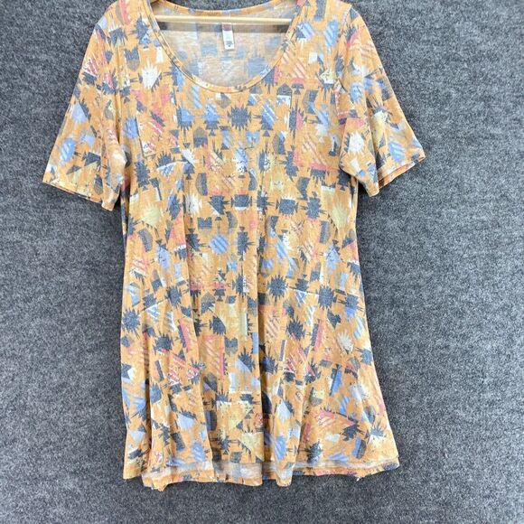5/$45 LulaRoe T-Shirt Women M Medium Orange Geometric Short Sleeve Round Neck - Picture 4 of 9